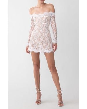 SAU LEE Rachael Off The Shoulder Lace Minidress - White