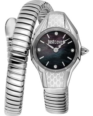 Just Cavalli Vivace Snake Wraparound Bracelet Watch, 22.5Mm X 33Mm - Gray