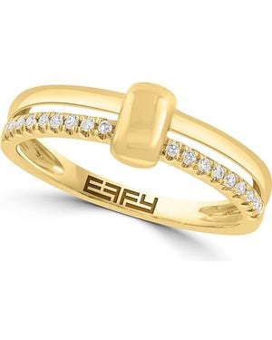 Effy 14K Plated Sterling Diamond Band Ring - Metallic