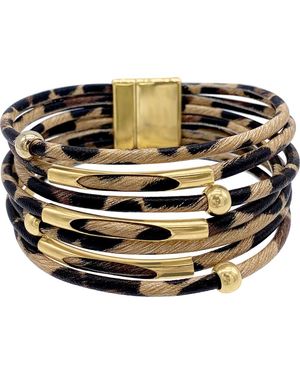 Adornia 14K Plate Leopard Print Cuff Bracelet - Metallic