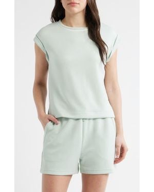 Bernardo Contrast Inset Cap Sleeve T-Shirt - Green