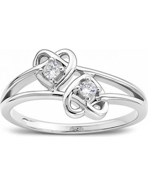 Queen Jewels Cubic Zirconia Double Heart Ring - Metallic