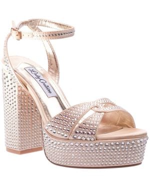 Lady Couture Rhinestone Platform Ankle Strap Sandal - Pink