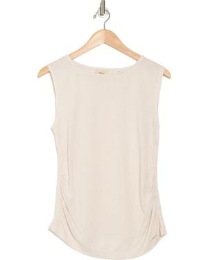 Tahari Side Ruched Tank - Natural