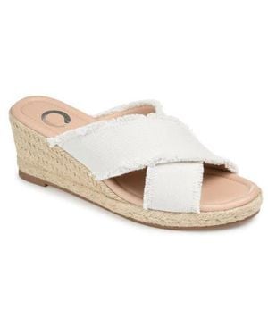 Journee Collection Journee Shanni Slip-On Espadrille Wedge Sandal - White