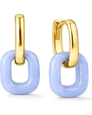 Gabi Rielle Square Baby Lucite Drop Hoop Earrings - Blue