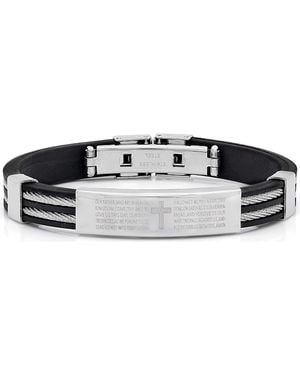 Steeltime Stainless Steel Cross Id Plate Bracelet - Black