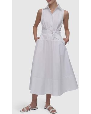 DKNY Belted Drop Waist Midi Dress - Purple