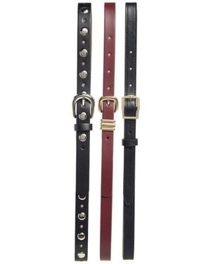 Steve Madden 3-For-1 Faux Leather Belt Set - Black