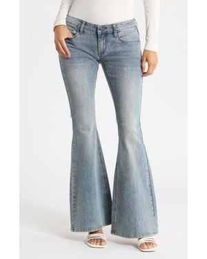Fade Out Loud Ultra Low Rise Flare Jeans - Blue