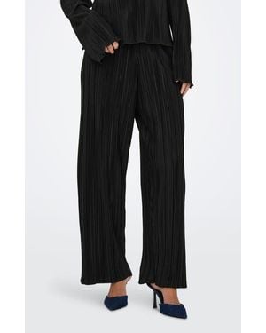 ONLY Pery High Waist Plissé Flare Leg Pants - Black