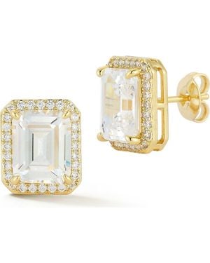 Glaze Jewelry Rectangular Halo Stud Earrings - Metallic