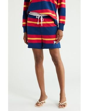 Mother The Breather Striped Knit Shorts - Red