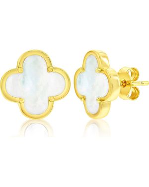 Simona Mother-Of-Pearl Clover Stud Earrings - Yellow