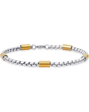 Steeltime Two Tone Stainless Steel Box Chain Bracelet - Metallic