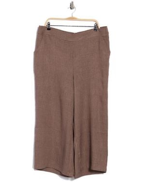 Max Studio Textured Wide Leg Crop Pants - Brown