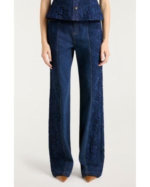 Cinq À Sept Francine Lace Detail Jeans - Blue