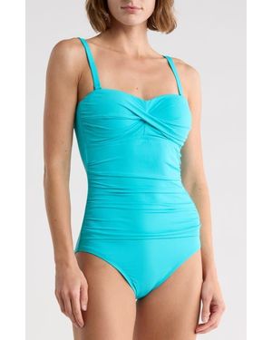 Jantzen Flora Bandeau One Piece Swimsuit - Blue