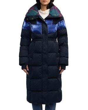 Scotch & Soda Kaatye Core Fit Water Repellent Maxi Puffer Coat - Blue
