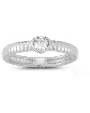 Sphera Milano Rhodium Plated Heart Shape Cz Ring - White