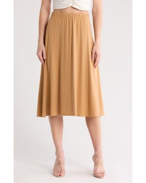 Go Couture Flared Midi Skirt - Brown