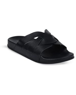 GAAHUU Crisscross Strap Slide Sandal - Black
