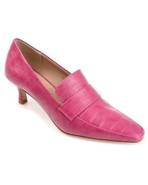 Journee Collection Celina Croc Embossed Loafer Pump - Pink