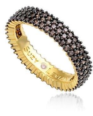 Suzy Levian Pavé Cubic Zirconia Eternity Band Ring - Metallic