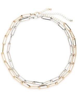 Tasha Set Of 2 Paper Clip Chain Necklaces - White