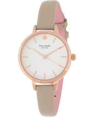 Kate Spade Metro Floral Dial Leather Strap Watch 34Mm in Black Lyst