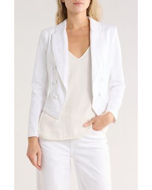 L'Agence Wayne Double Breasted Crop Blazer - White