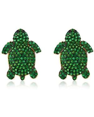 Suzy Levian Pavé Turtle Stud Earrings - Green