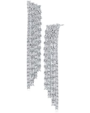 CZ by Kenneth Jay Lane Round & Baguette Cz Fringe Drop Earrings - White