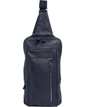 Longchamp Parisis Leather Sling Crossbody Bag - Blue