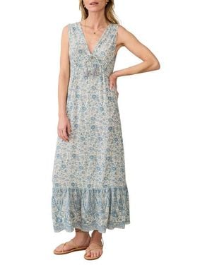 Faherty Eden Floral Print Ruffle Hem Sleeveless Maxi Dress - Multicolor