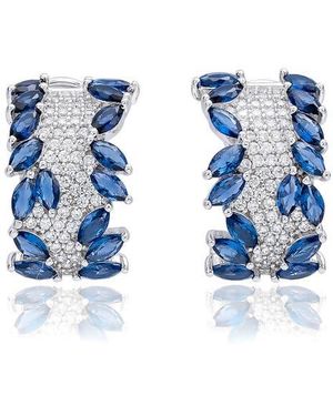 Suzy Levian Cubic Zirconia Huggie Hoop Earrings - Blue