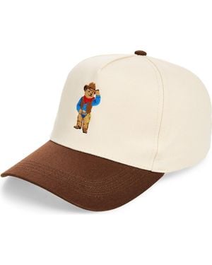 David & Young Cowboy Bear Embroidered Two-Tone Baseball Cap - Brown