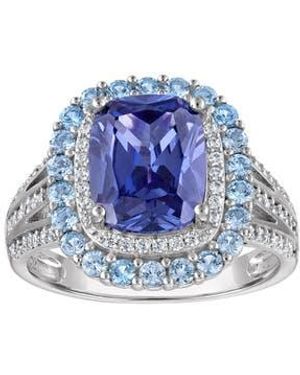 FZN Cubic Zirconia Halo Ring - Blue