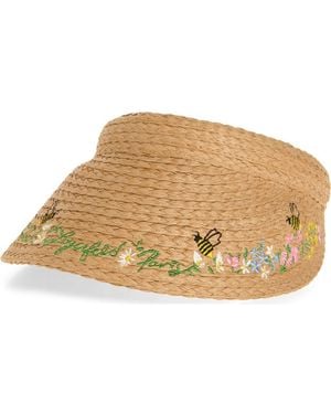 KARL LAGERFELD Floral Border Straw Visor - Natural