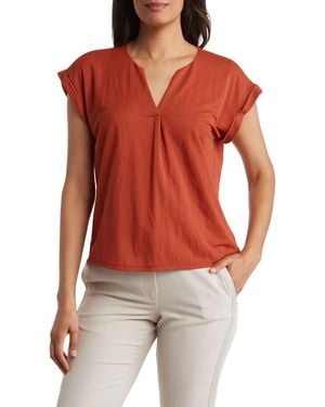 Bobeau Dolman Sleeve Piqué T-Shirt - Red