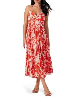 Astr Blythe Pleated Maxi Dress - Red