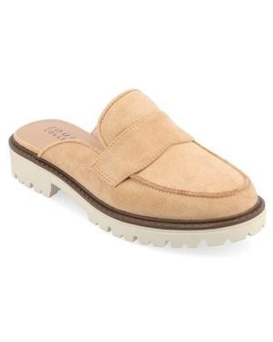 Journee Collection Miycah Lug Sole Platform Mule - Natural