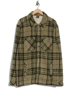 Hurley Plaid Faux Shearling Lined Polar Fleece Shirt Jacket - Green