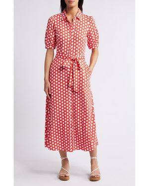 Boden Libby Geo Print Jersey Midi Shirtdress - Red