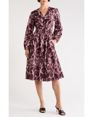 10 Crosby Derek Lam Valerie Twist Front Long Sleeve Dress - Red