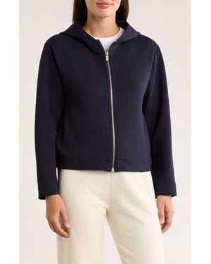 Tahari Crop Full Zip Hoodie - Blue