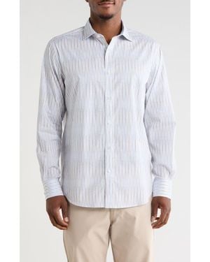 Bugatchi Woven Button Up Shirt - White