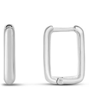KARAT RUSH Rhodium Plated Sterling Geometric Hinged Hoop Earrings - White