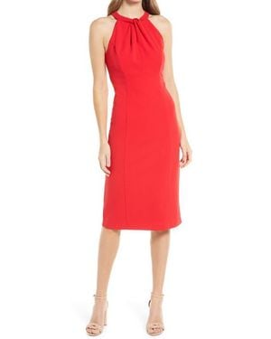 Julia Jordan Twist Neck Sheath Dress - Red