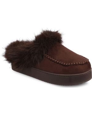 Journee Collection Taran Faux Shearling Lined Slipper - Brown